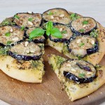 Pesto eggplant pizza