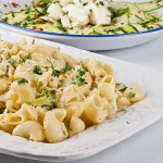 Broccoli Orecchiette and Courgette & Feta Salad