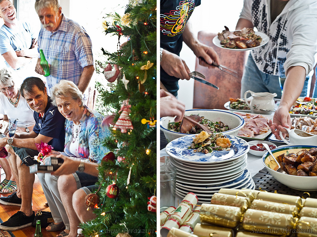 Opening presents & serving the food