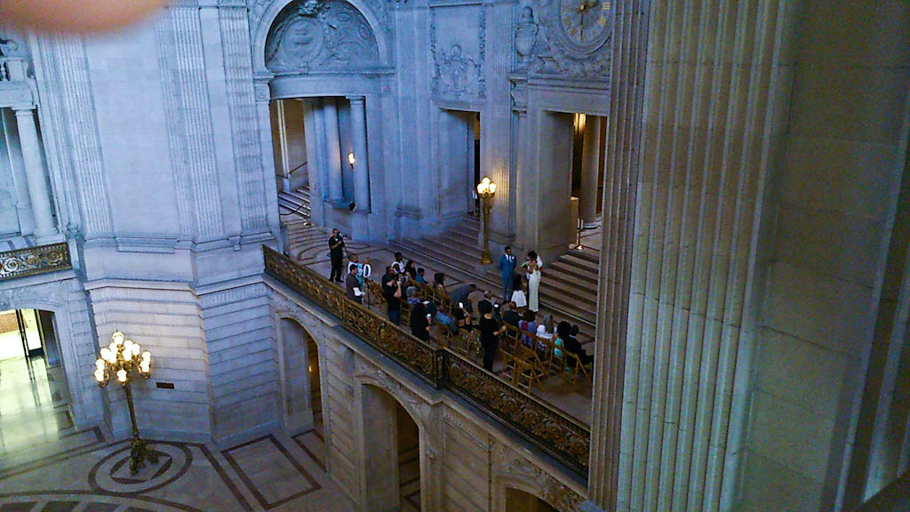 Weddings everywhere in City Hall in San Francisco